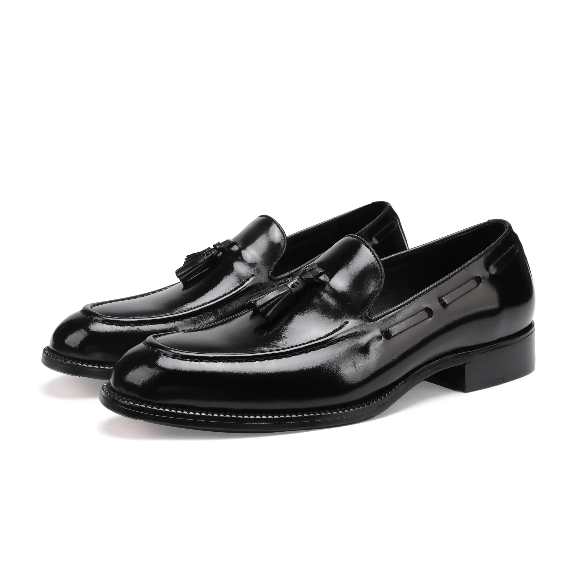 

New Loafers Business Dress Leather Shoes Solid Leather Wedding Shoes