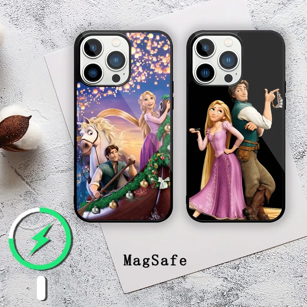 MINISO Disney Tangled Lovely Phone Case For iPhone 11 12 13 14 15 Mini Pro XS Max X S Plus XR Magnetic Attraction Shell