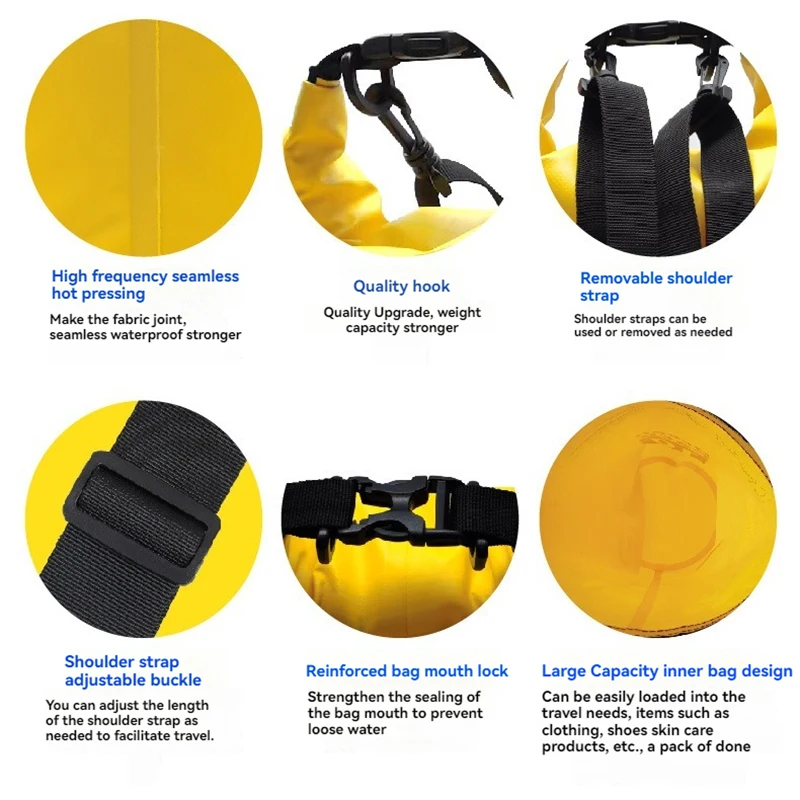 3L 5L مقاوم للماء حقيبة جافة لقوارب الكاياك تتبع النهر السباحة الرحلات القوارب العائمة حقائب الجيم اكسسوارات الشاطئ تجمع الأسماك