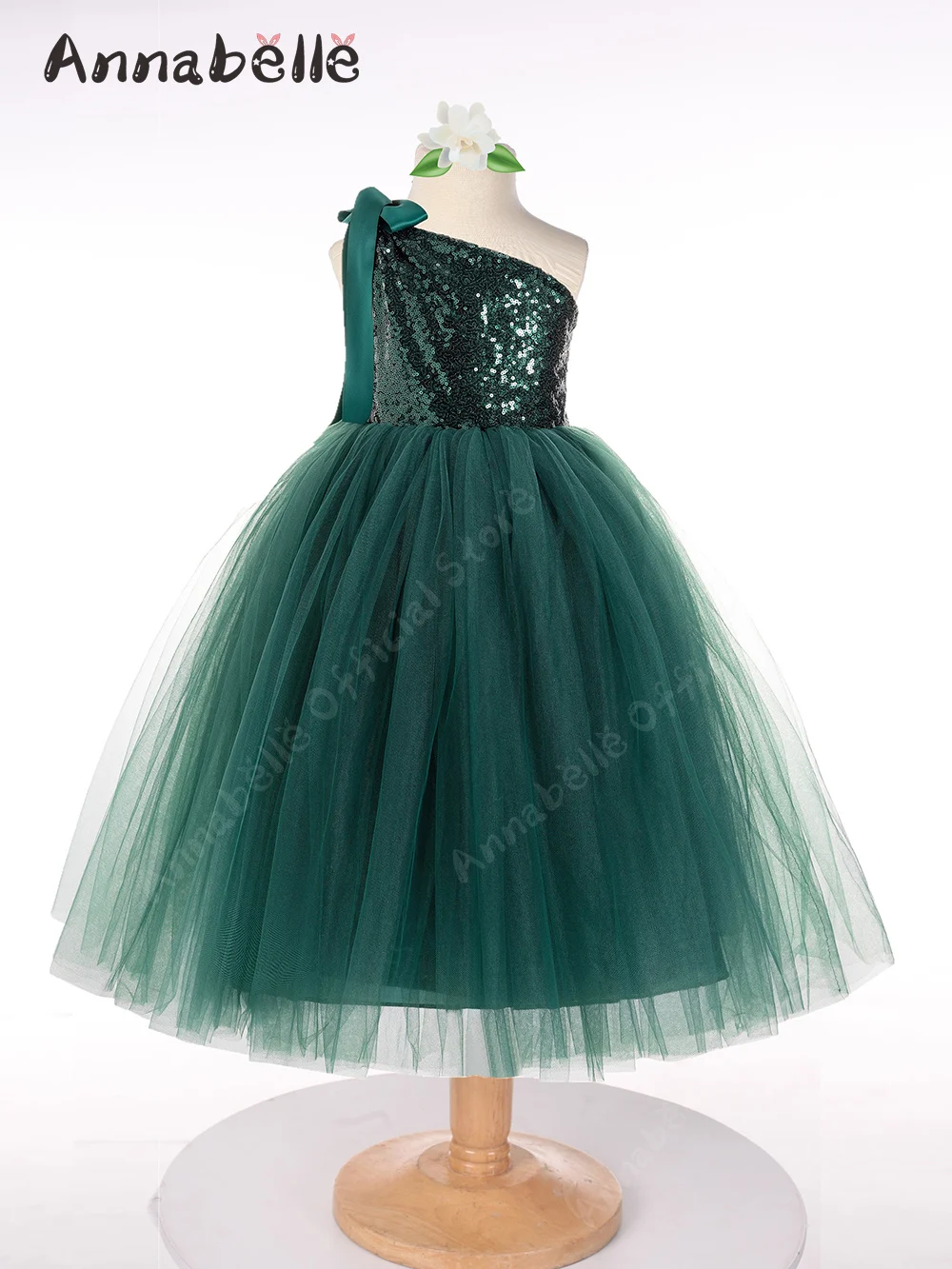 

Annabelle Sequin Girl Dress One Shoulder Sleeve Ankle-length Elegant Party Dresses For Girl 2023