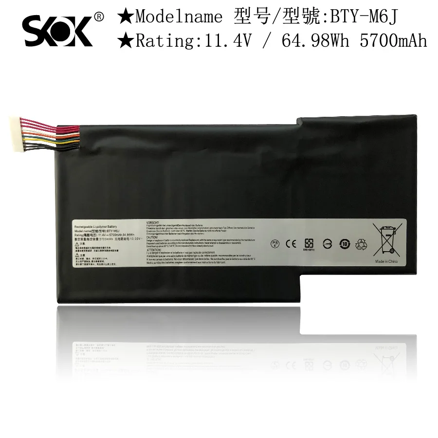 

BTY-M6J Battery 11.4V 64.98Wh Replacement for MSI GS63 GS63VR GS73 GS73VR 6RF Stealth Pro 6RF-001US BP-16K1-31 BTY-U6J Series