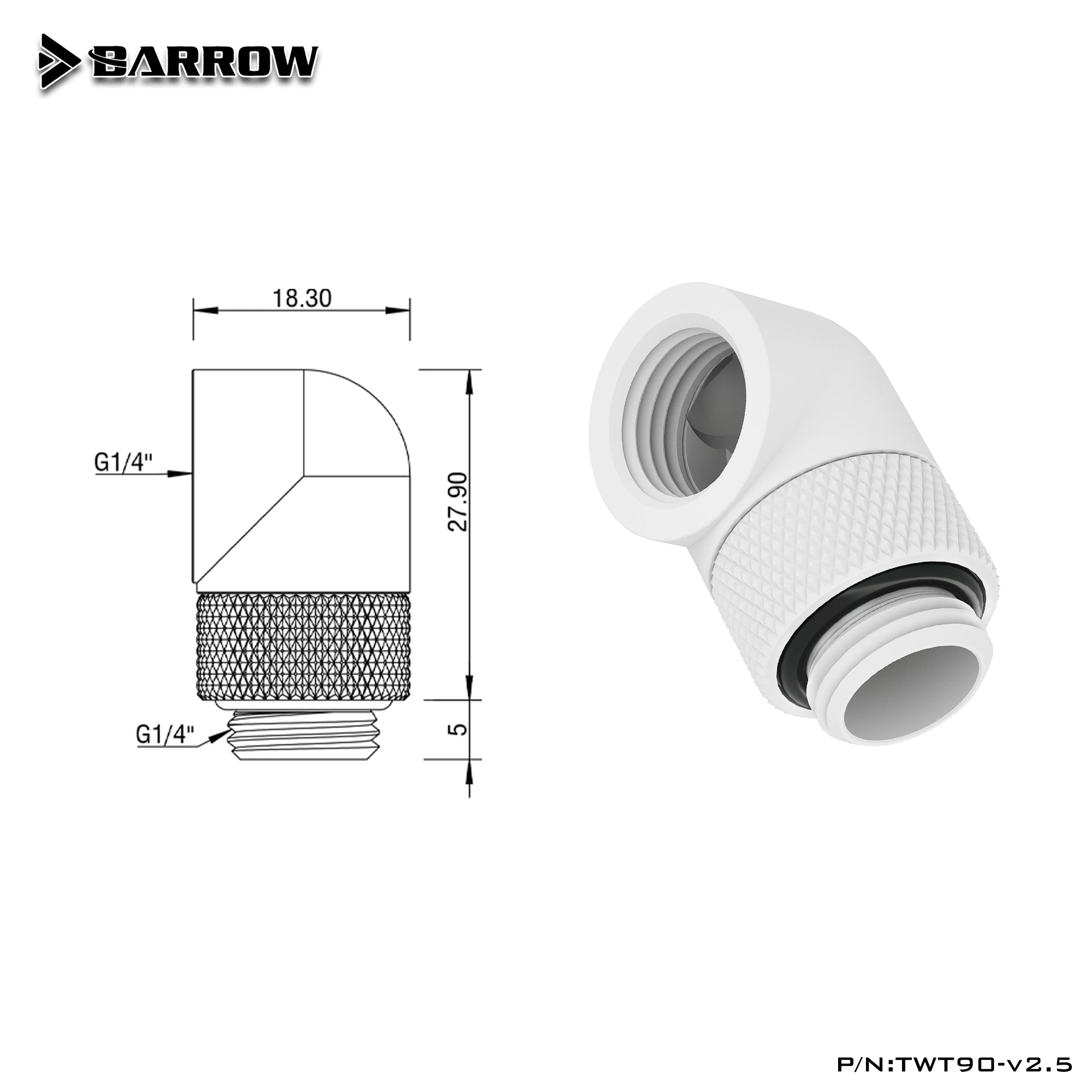 

Barrow Rotary Fitting G1/4" 90 Degree Connector 4pcs Adjust Connect Direction Computer Cooler Components