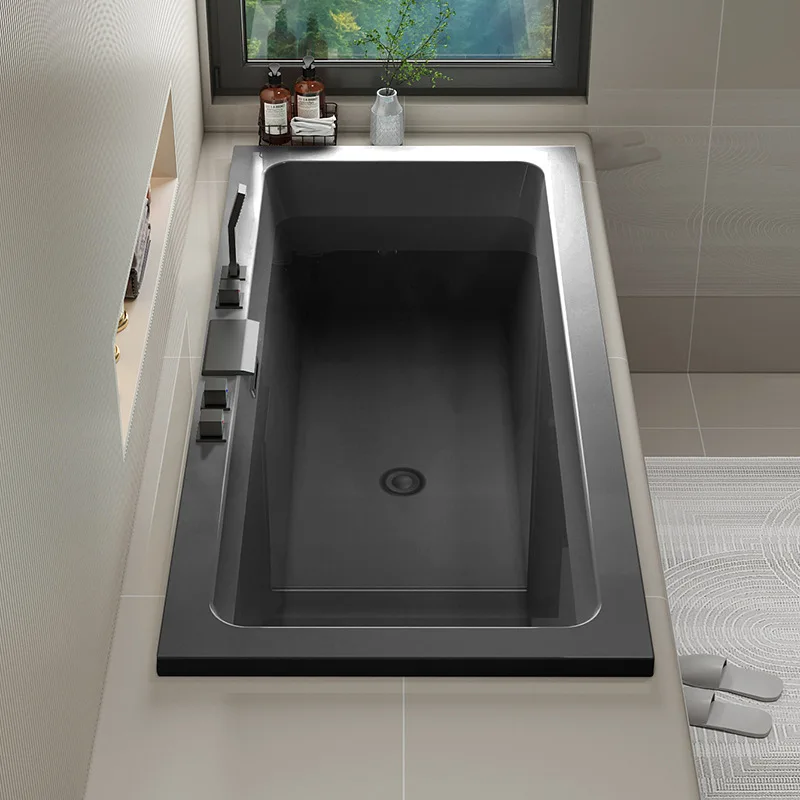 Bathtub Masonry No Skirt, Recessed Bath Home Adult Color Acrylic Premium Black Couple Double 1.5-1