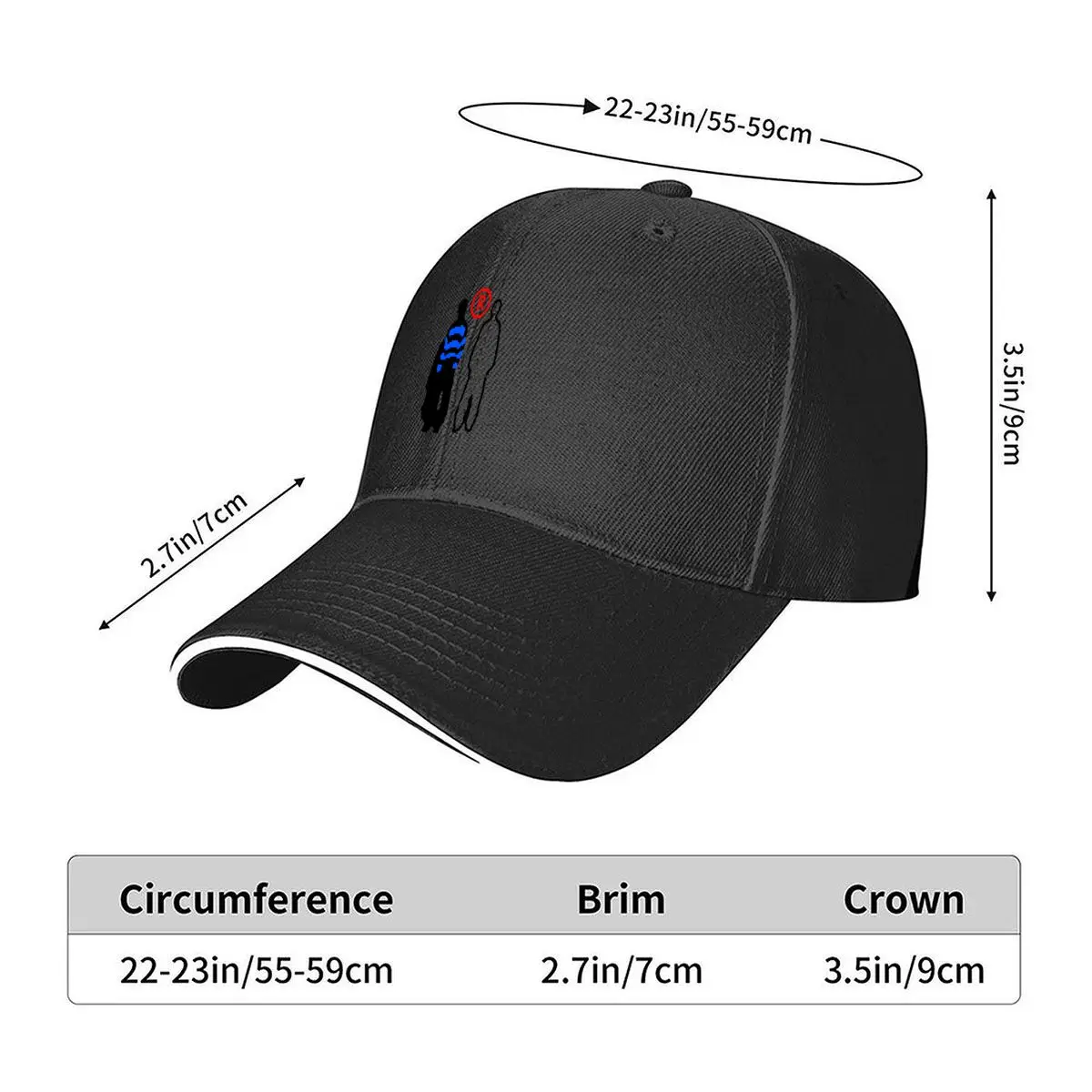 Black Blue Striped Figure Red Circled R Symbol Outline Figure Hip Hop hat Fashion Outdoor Sports Sandwich Baseball Cap