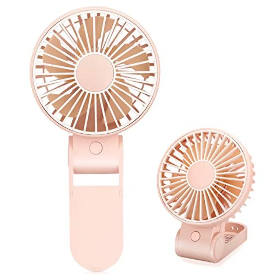 

Mini Handheld Fan USB Portable Fans Rechargeable Battery Operated Foldable Desk Fan 3 Speed Hanging Personal Fan for Home Offic