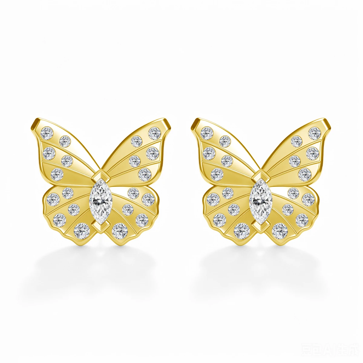 Pretty Butterfly Stud Earrings 14K Gold Filled Lab Moissanite Diamond Earrings for Women Wedding Birthday Jewelry Gifts Romantic