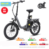 Ebike, folding Electric bike 20 ”, engine rear wheel 250W, lithium battery 18AH, front and rear disc brakes, unisex