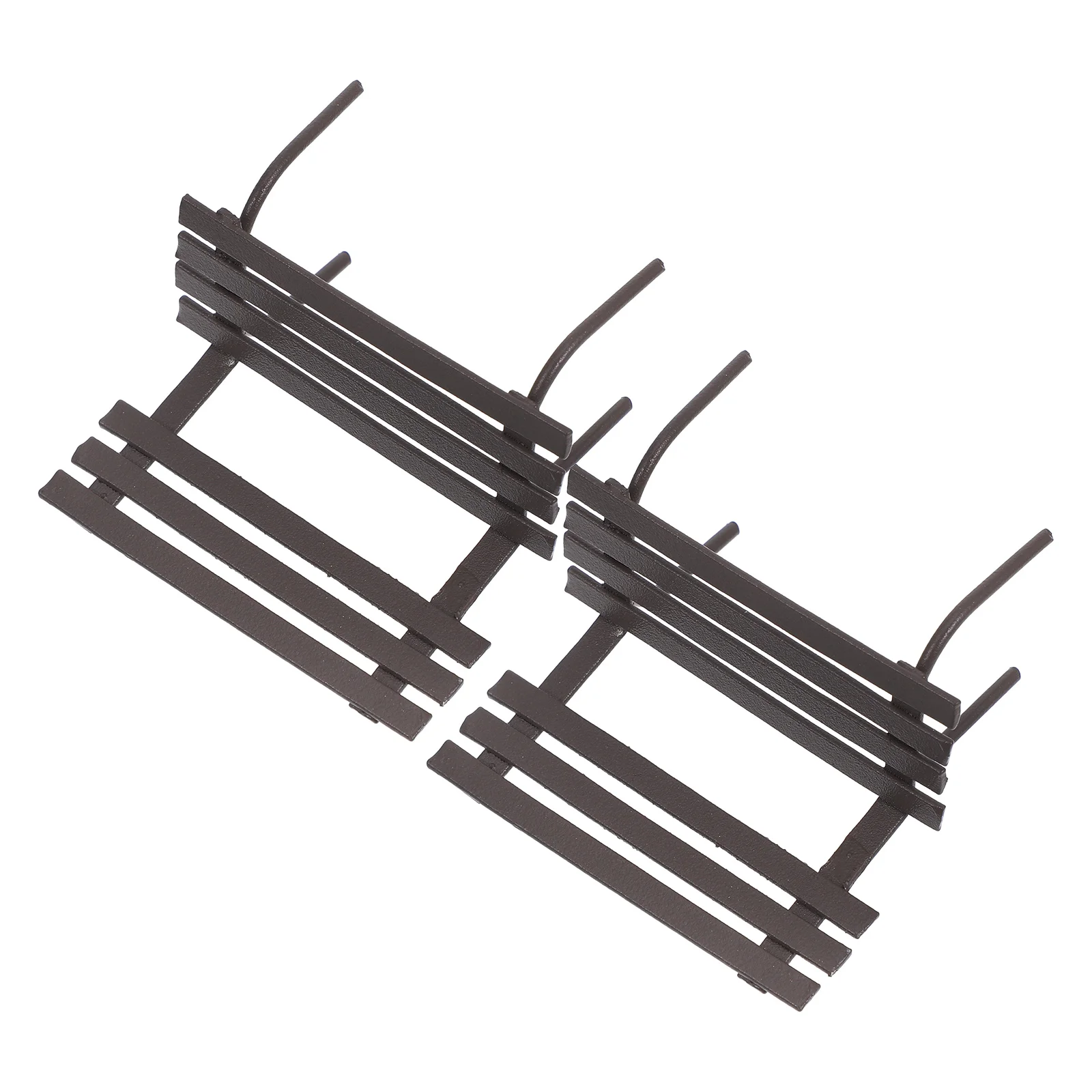

2pcs Bench Small Chair for Dollhouse Garden Black Model Landscape Decoration Miniatures Accessories Toy Scene Props