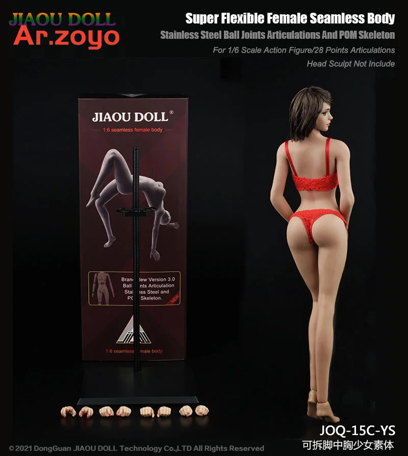 JIAOU DOLL 1/6 Super-Flexible Body Loli Girl Mid Bust Seamless Body JOQ-15C Female Pink/Pale/Suntan Action Figure Toy