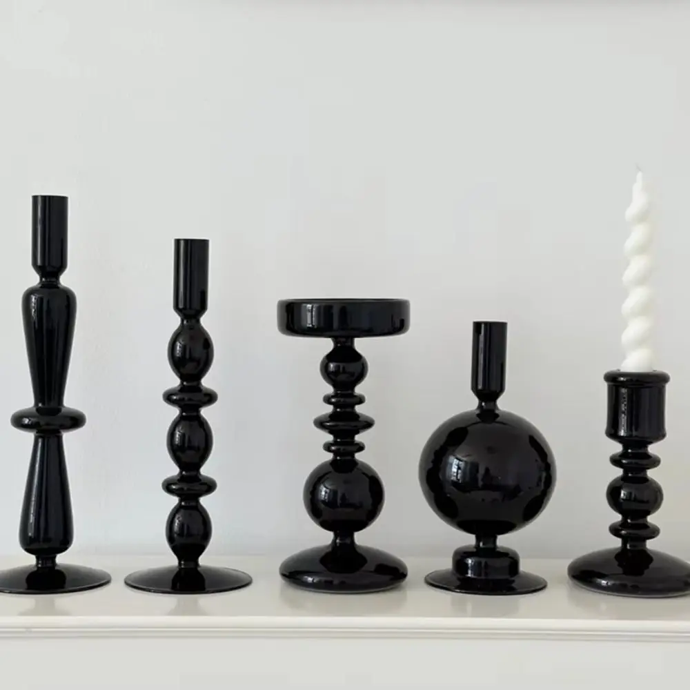 

Gift European Style Glass Candle Holders Elegant Unique Minimalist Candlestick Romantic Creative Candle Stands Living Room