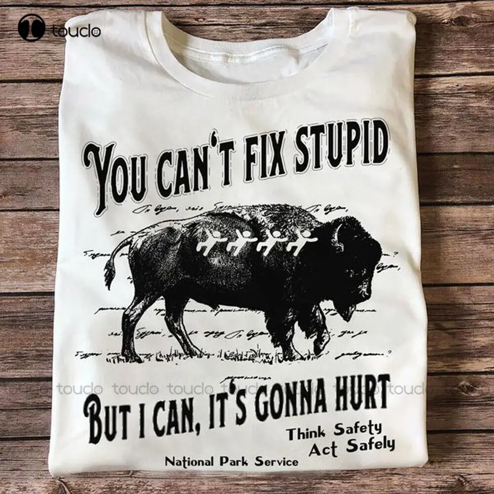 Yellowstone National Park You Can'T Fix Stupid But I Can Funny Men T-Shirt O-Neck Streetwear Oversized Xs-5Xl Custom Gift