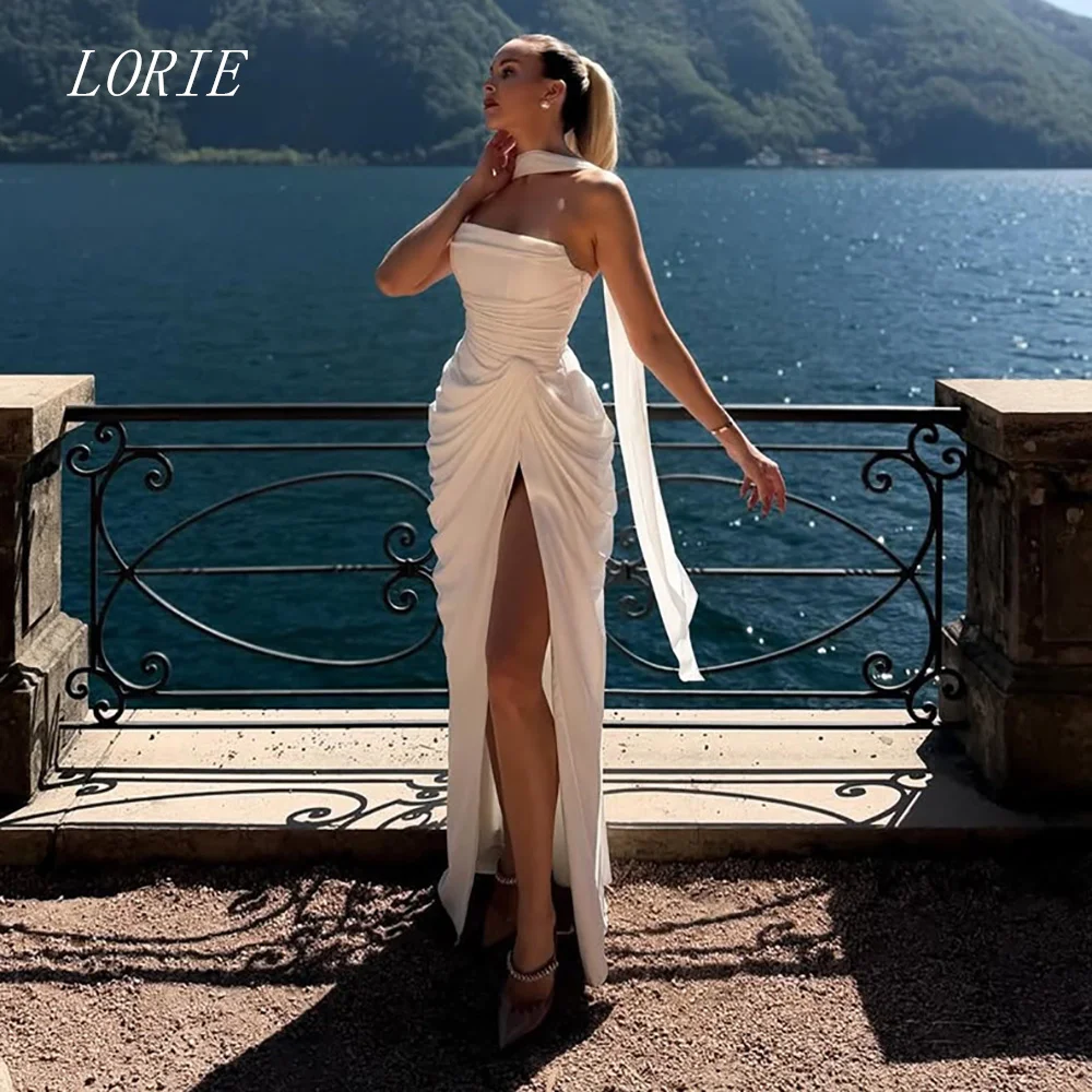 

LORIE Luxury Mermaid Civil Wedding Dress Gala Side Silt Strapless Bridal Dresses Pleat Engagement Wedding Gown Customized 2026