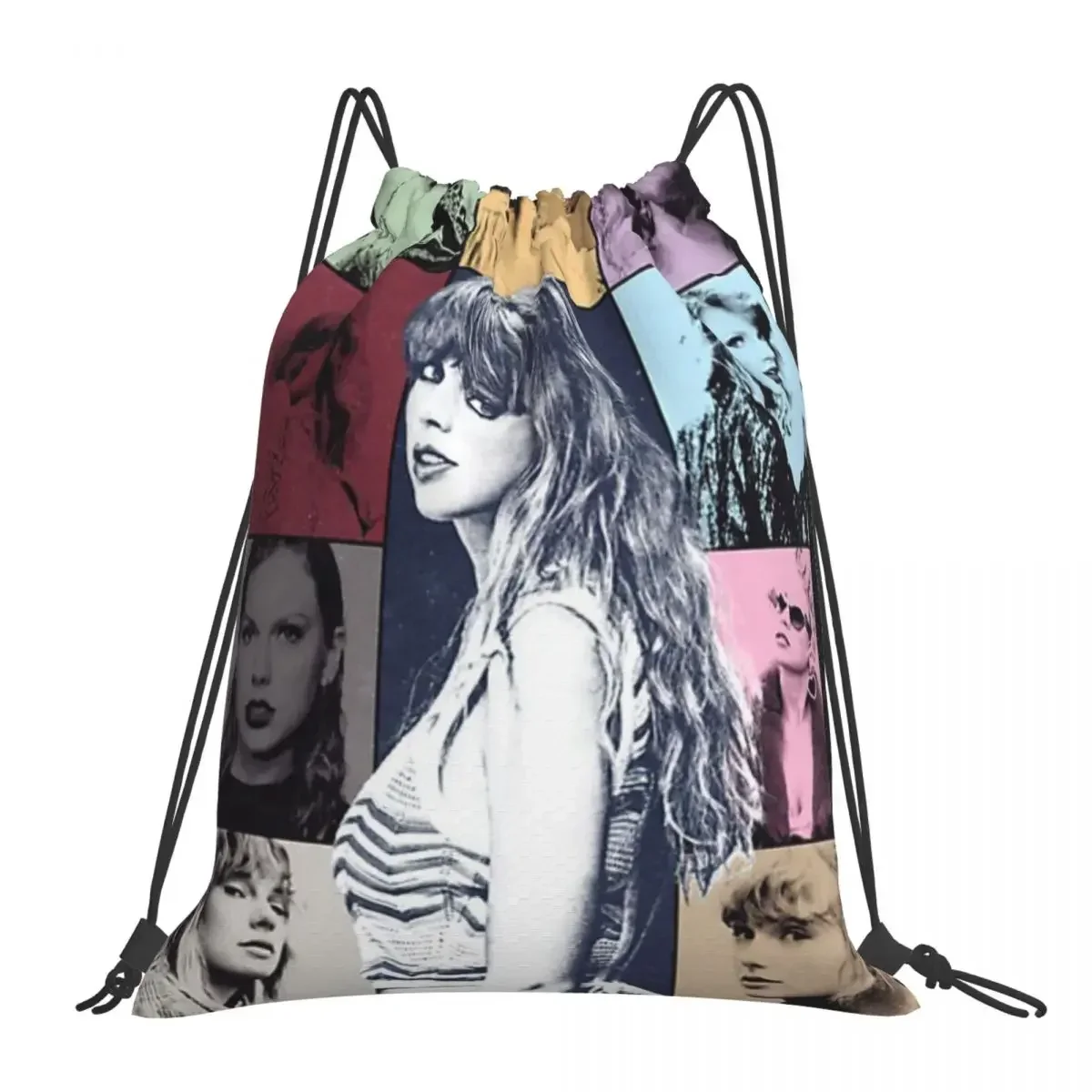 The Eras Tour Backpacks Fashion Portable Drawstring Bags Drawstring Bundle Pocket Sports Bag BookBag For Travel School