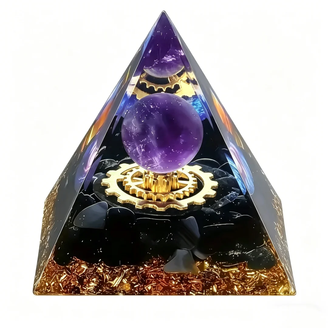 1 pirámide de orgón hecha a mano con obsidiana, perfecta para decoración del hogar, adornos de escritorio, regalos para familiares y amigos.