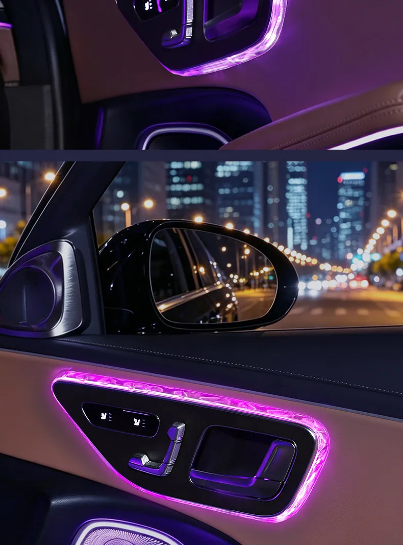 4 Stück RGB LED Kristall-Türgriffrahmen-Zierleisten für Mercedes-Benz C E GLC S Klasse W206 W214 X254 W223, Innenraum-Atmosphärenbeleuchtung – Detail 16