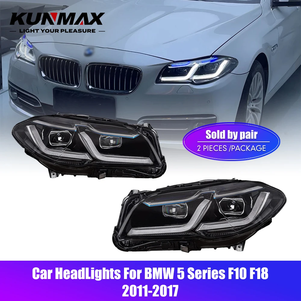 Pair Of LED Car Headlight Assembly For BMW 5 Series F10 F18 2011-2017 Front HeadLamp DRL Xenon Halogen Headlights Plug and Play