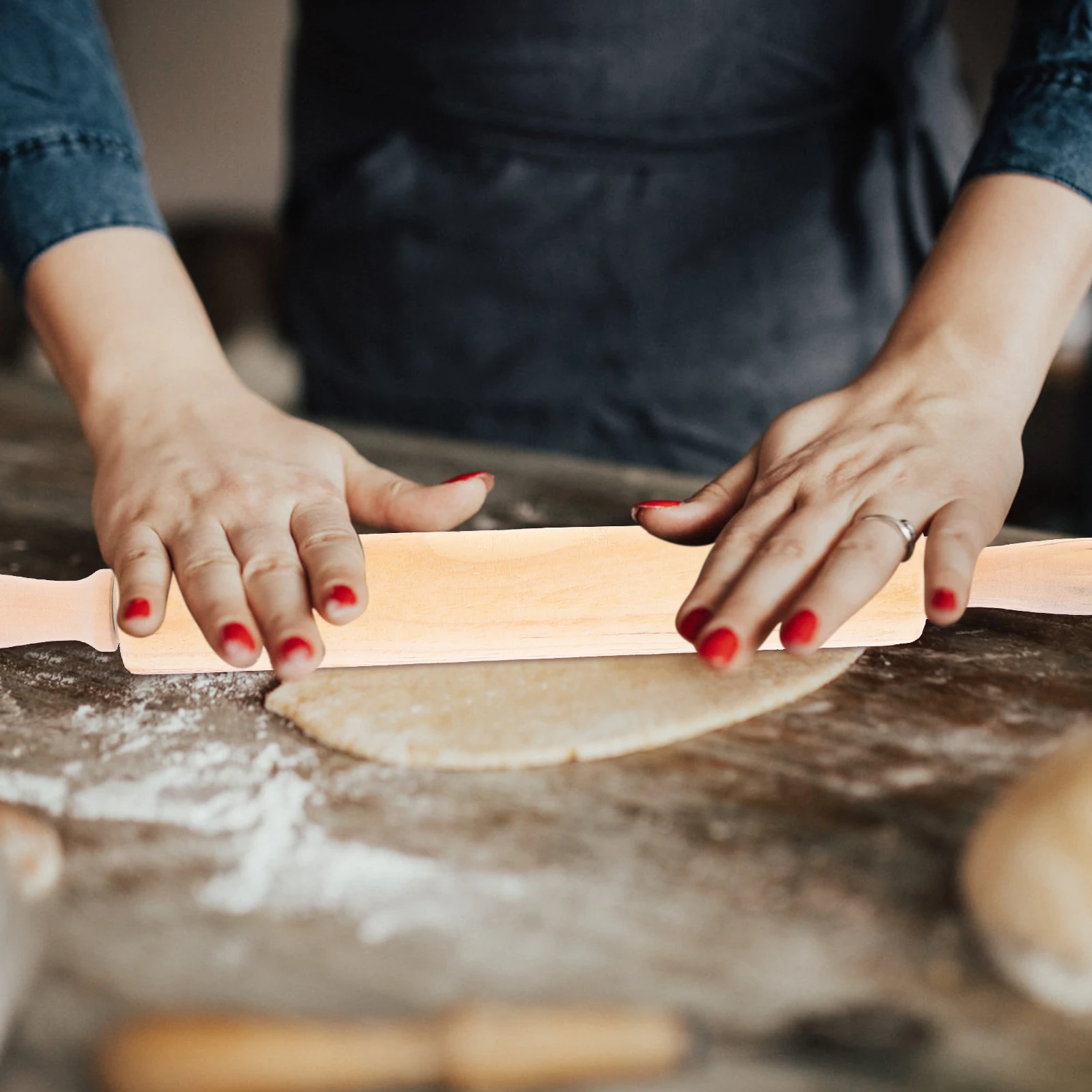 

Wooden Rolling Pin Kitchen Tool Solid Wood Dough Roller for Baking Bread Dumplings Making Easy Storage