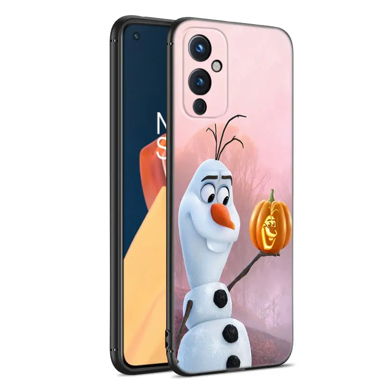 Cute O-Olaf Black Silicone Phone Case For OnePlus 9 10 11 12 ACE 2V Pro 9RT 10T 10R Nord CE 2 3 Lite N10 N20 N30 5G