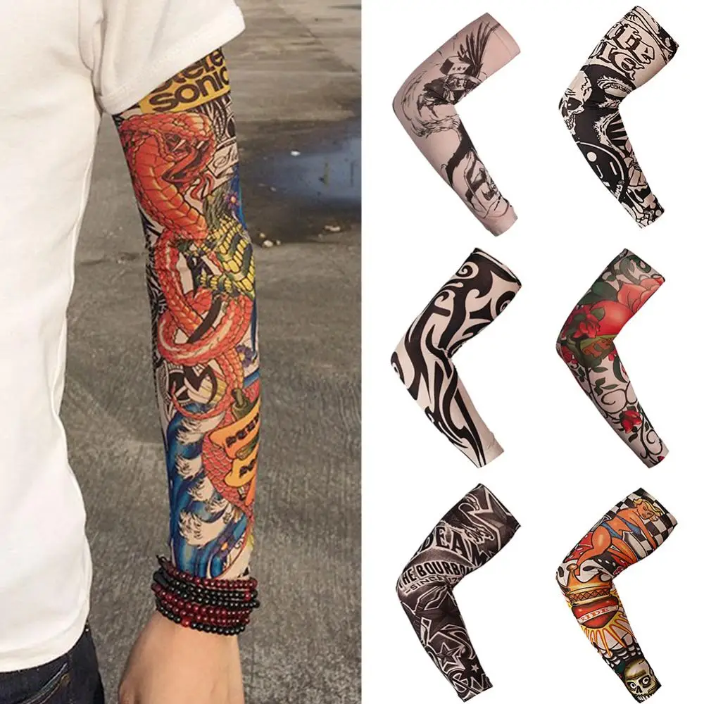 1Pc Outdoor Anti-luce solare Sport Tattoo manicotti Anti-uv traspirante comodi modelli di tatuaggi ciclismo escursionismo proteggere la copertura