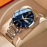 POEDAGAR Luxury Business Man Watch Stainless Steel Week Date Men's Wristwatch Waterproof Luminous Fashion Quartz Watches for Men