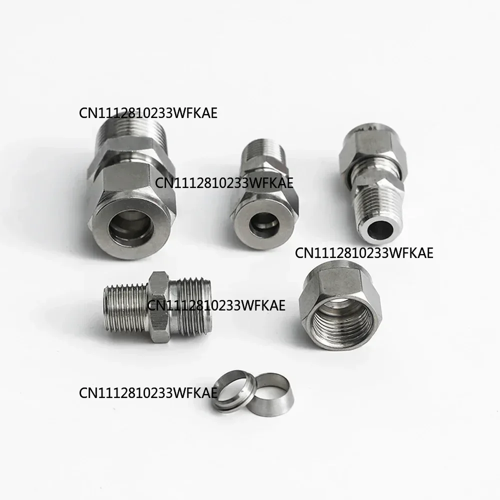 304 Stainless Steel BSPT Male Double Ferrule Compression Pipe Connector 1/8