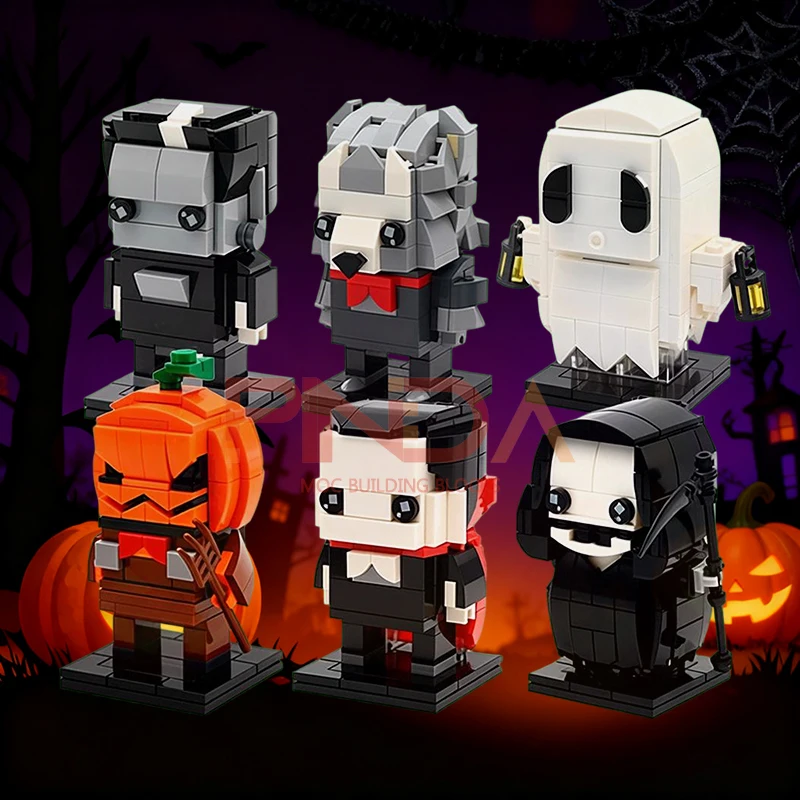 

MOC Хэллоуин Brickheadz строительный блок строительные модели наборы игрушек со светом для подарков на Хэллоуин