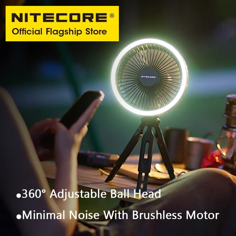 Nitecore Nef10 3-In-1 Camping Electrice Ventilator USB-C Oplaadbare Plafondventilatoren 10000Mah Power Bank Led Ring Licht Verstelbaar Statief