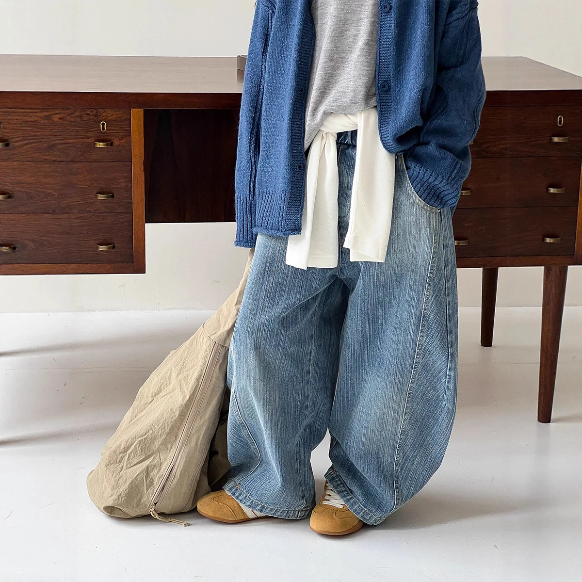 

2025 Autumn New Children's Jeans Boys Loose and Versatile Fashion Denim Trousers