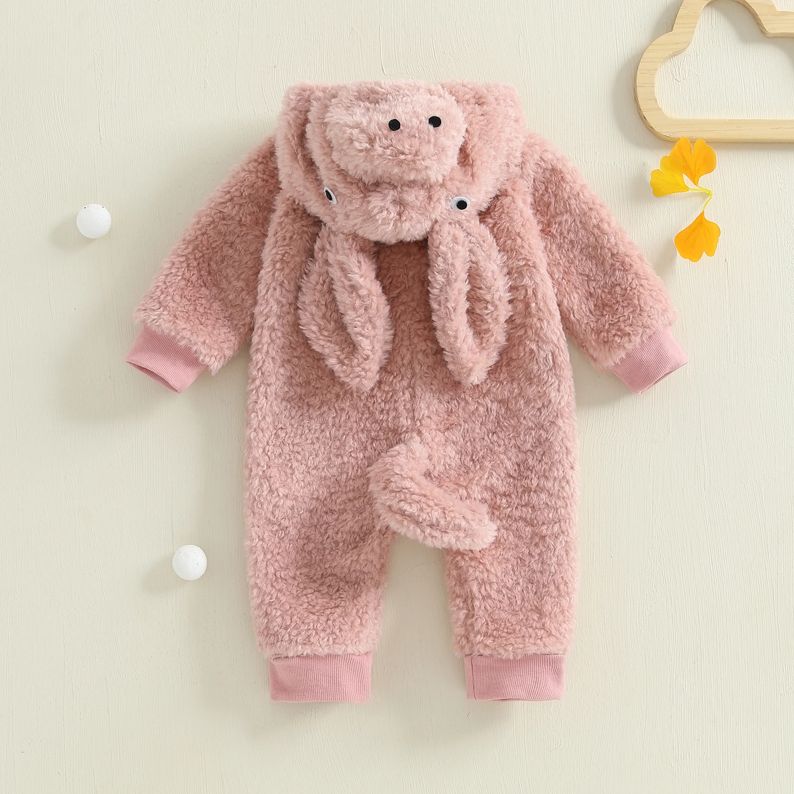 

Tregren 0-3Y Toddler Baby Girls Jumpsuit Winter Warm Soft Long Sleeve Hooded Furry Casual Pig Romper Infant Clothes