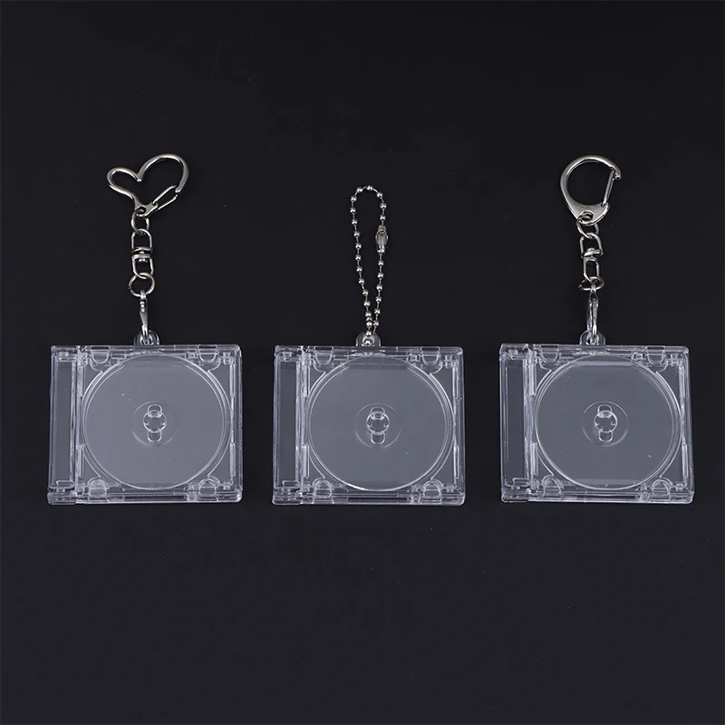 Mini Cd Keychain Album Cases Plastic Cd Cases Clear DVD Cover Bulk DVD Jewel Keyring Music Blank Mini Compact Disc Holder - view 2