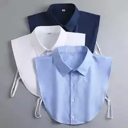 Colarinho metade do corpo masculino, colarinho falso de cor sólida branca, vestido de algodão puro, combina tudo, primavera, verão, roupa profissional