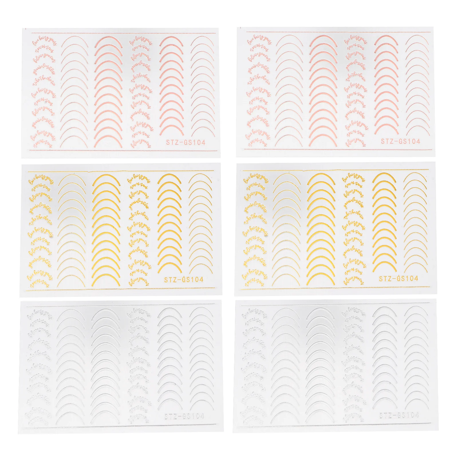 6 個ネイルアートステッカー模造メタルラインデザイン自己粘着マニキュアデカール DIY ネイルデコレーション耐久性