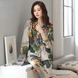 New 100% Pure Cotton Pajamas Women Spring Autumn Sleepwear Long Sleeved V-neck Loose Loungewear Cardigan Oversized Homewar