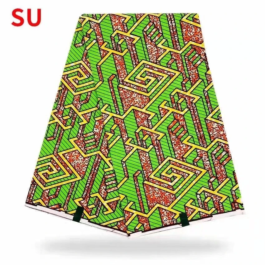 結婚披露宴用のアフリカのワックス生地,本物のワックス素材,緑色,綿100%,6ヤード,100% 高品質