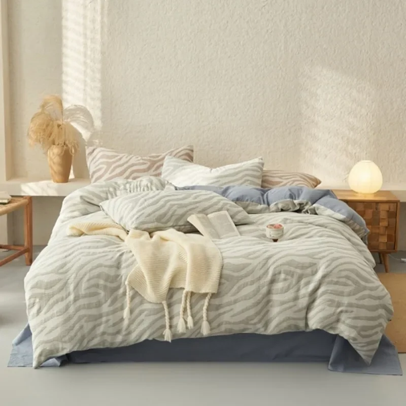 

Light luxury jacquard three-layer yarn bed four-piece cotton pure cotton 2025 new high-end bedding bed sheet mattress kit