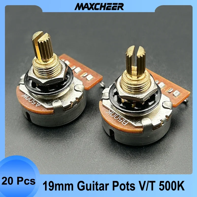 

20Pcs Guitar Pots 19mm Long Split Shaft Guitar Potentiometer A500K/B500K/A250K/B250K Volume/Tone Potentiometer Electric Guitar