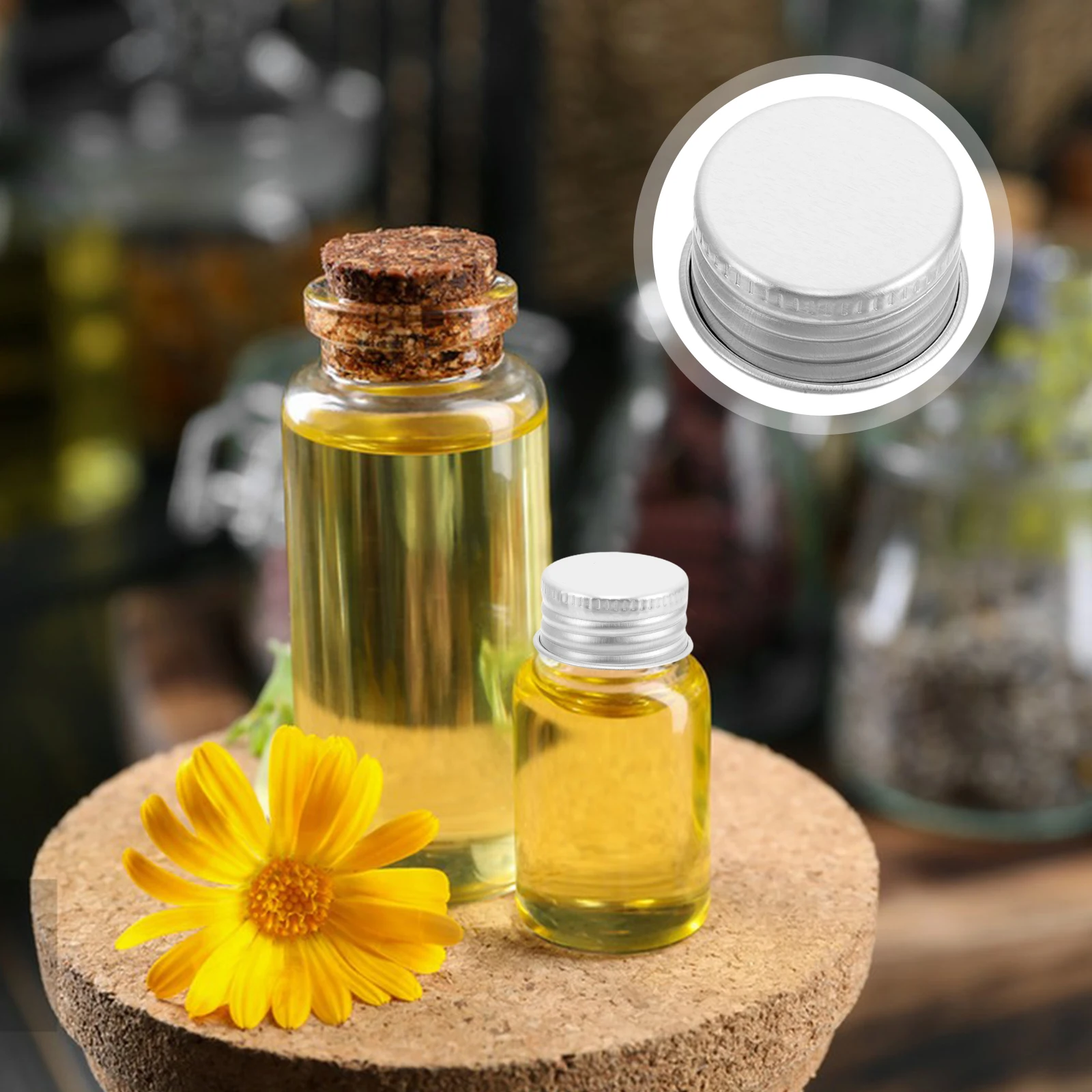 

50pcs 24Mm Aluminum Screw Top Caps Leakproof Reusable For Glass Bottles Airtight Sealing Liquid Container Lids Kitchen Jars