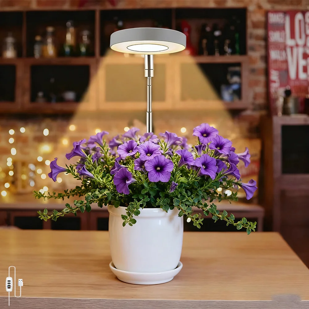 1pc Ring Plant Light Angel Ring Grow Light DC5V USB LED Phytolamp Warm White Full-spectrum 4 Dimmable Levels Telescopic