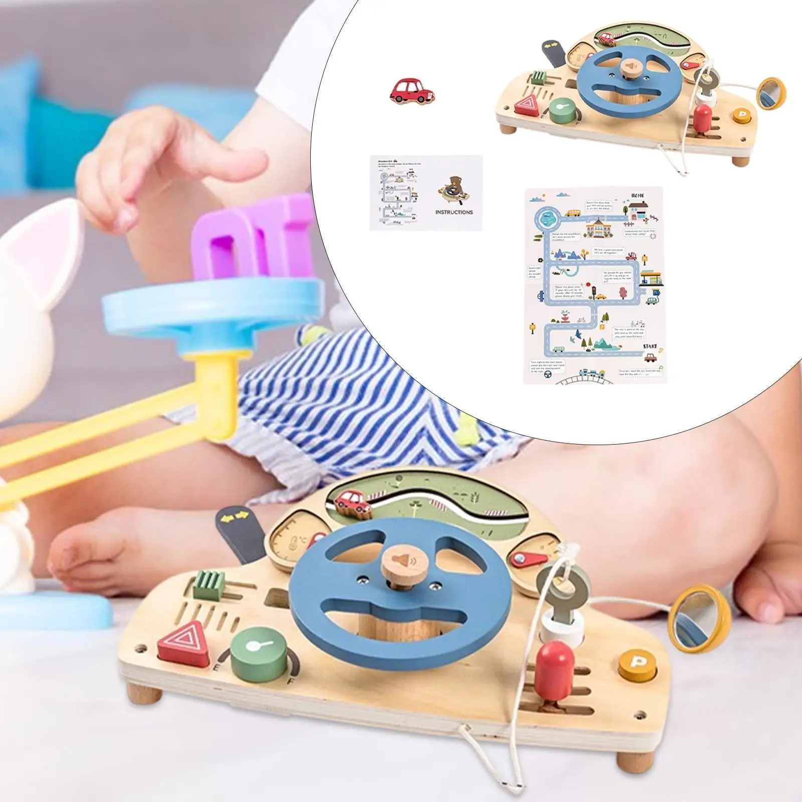 

Baby Busy Board Interactive Wooden Sensory Toys for Children Toddlers Gifts