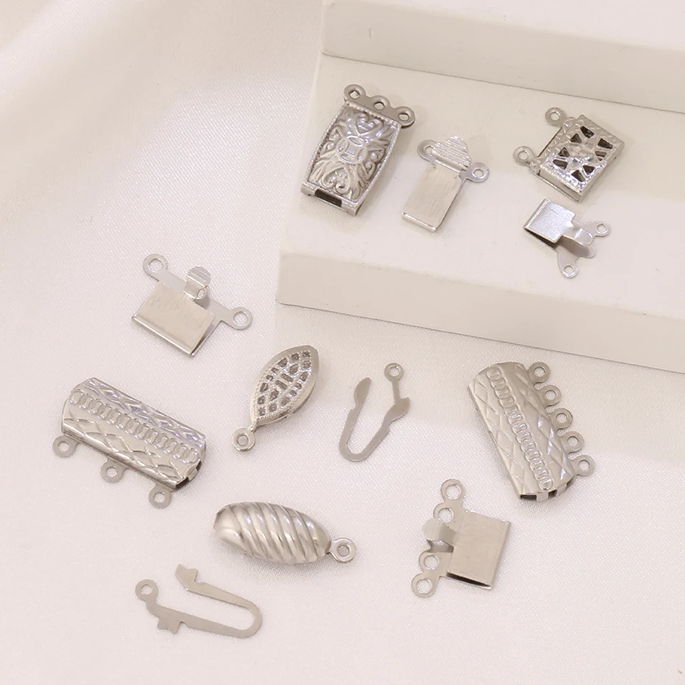 1pcs Stainless Steel Multi Strand Clasps Connectors 18K Gold Plated Geometric For DIY Jewelry Making Accessories