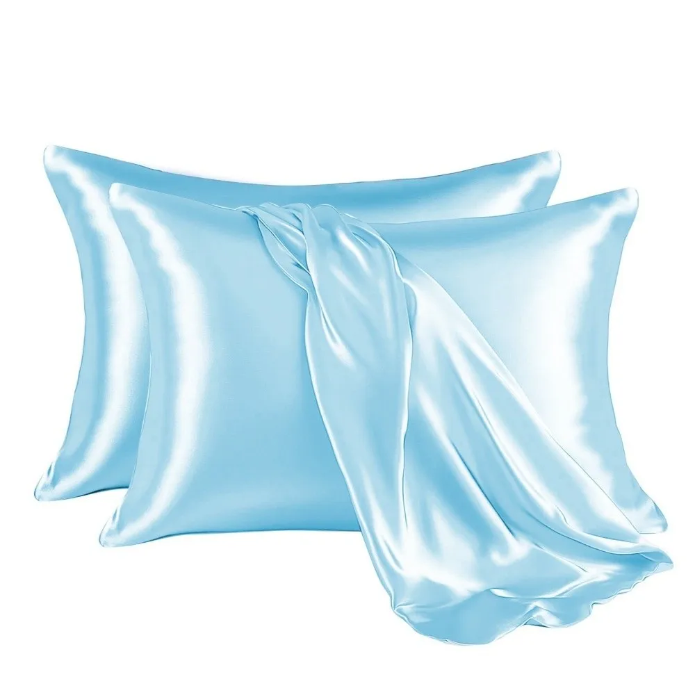 Real Soft Breathable Satin Pillowcase Smooth Cooling Easy-Care Satin Pillow Cases Moisture-Wicking Pillowcase Skin Care