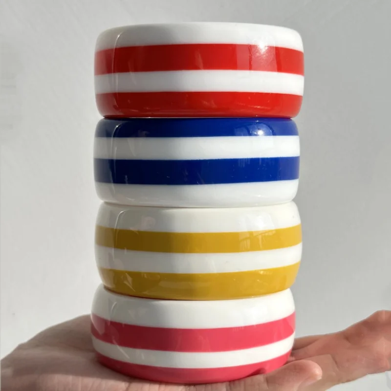 HANGZHI Red Blue Striped Resin Bracelet Y2K Personalized Simple Women's Bracelet Fashion Trend Splicing Color Jewelry