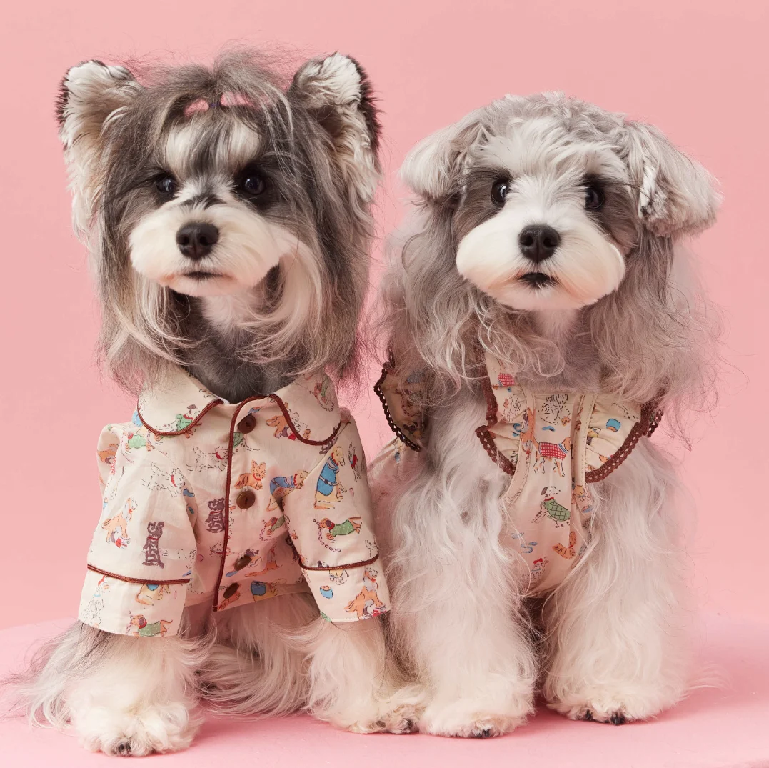 

Pet Dog Clothes for Small Dogs Spring Puppy Pet Clothing Thin Printed Home Pajamas Maltese Teddy Schnauzer Bichon Bear Shirt