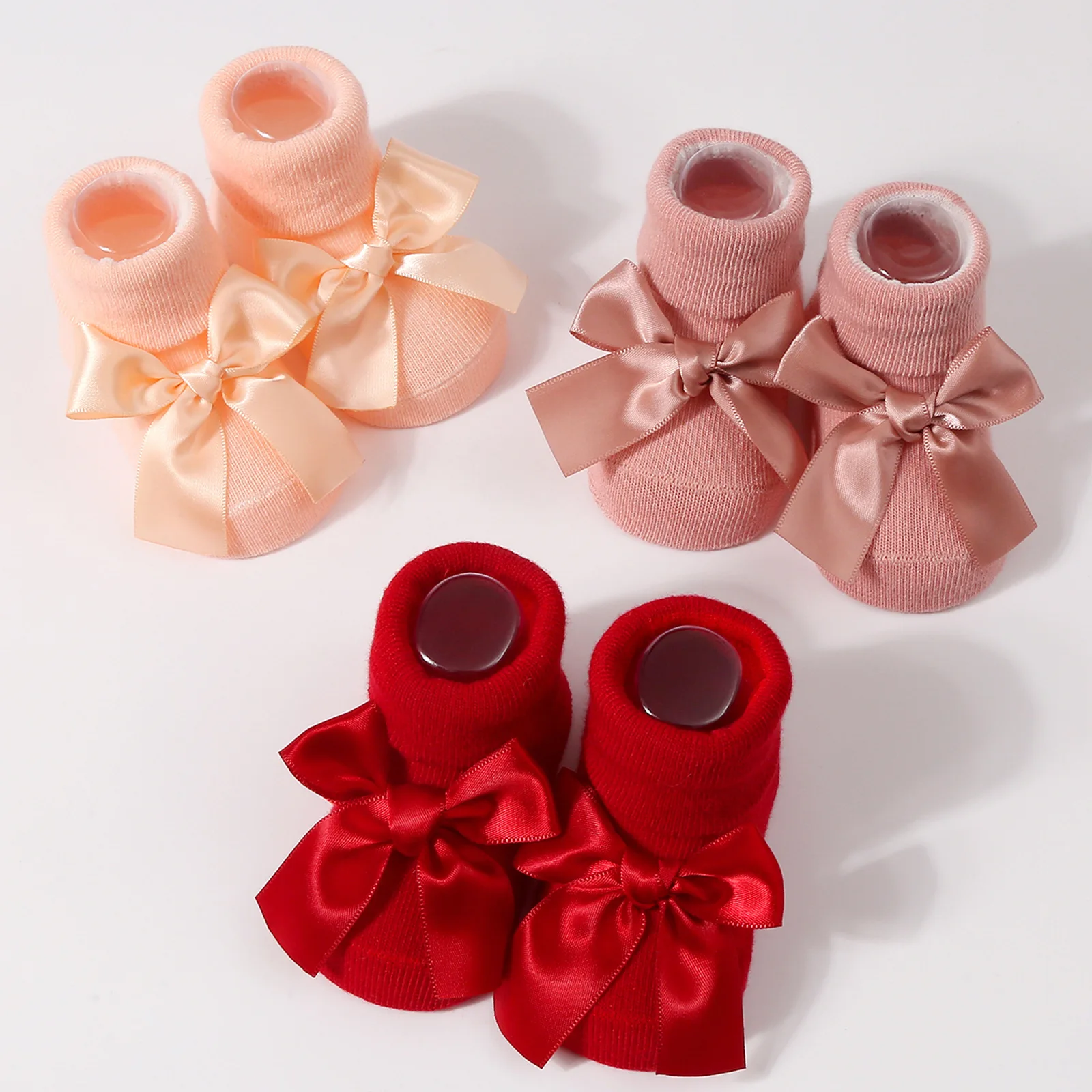 Cute Bowknot Knitted Newborn Socks Spring New Baby Soft Solid Anti Slip Prewalker Sock For Girl Boy Infant Knitting Floor Socks