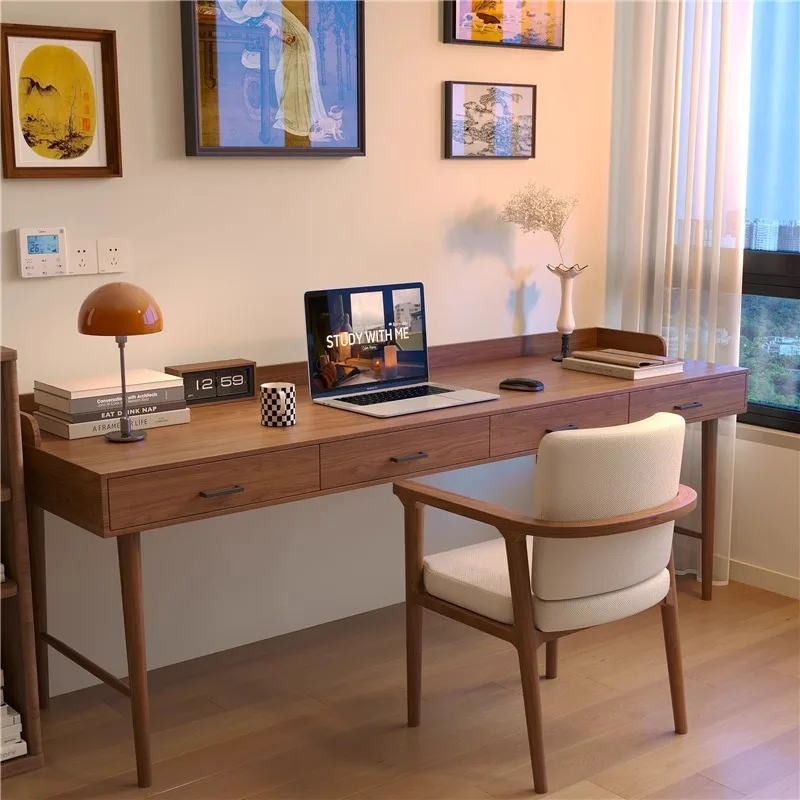 نافذة خشبية صلبة لغرفة النوم مع مكتب درج، مكتب كمبيوتر صغير للشقة، نافذة للطلاب، مكتب، مكتب طويل