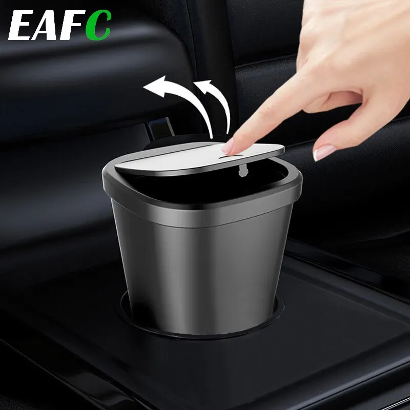 

Car Trash Can Auto Organizer Storage Bag Car Garbage Bin Ashtray Dust Case Holder Click Open Cover Storage Box