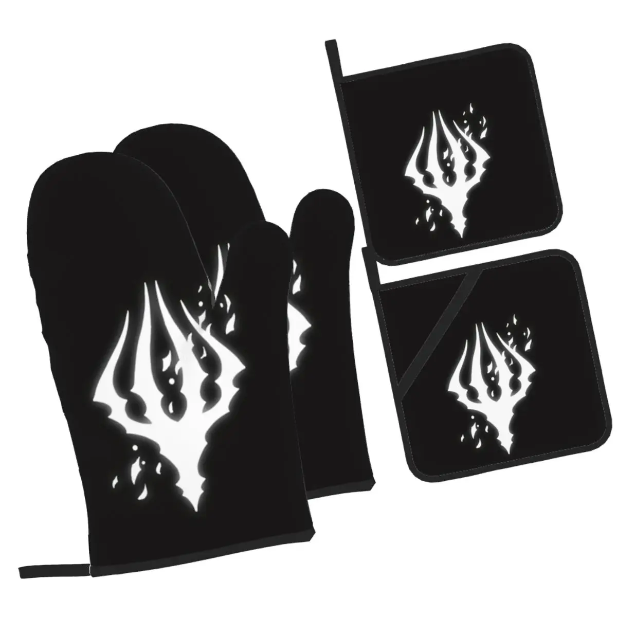 Hollow Knight King's Brand Oven Mitts and Pot Holder Sets of 4 for Baking Kitchen Cooking BBQ Resistant Non-Slip Gloves