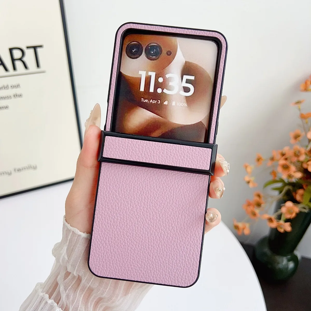 Luxuriöse Leder-Hartschalen-Handyhülle für Motorola Razr 70 60 50 70 Ultra Razr 70+ mit Scharnierschutz, Stoßfeste Schutzhülle