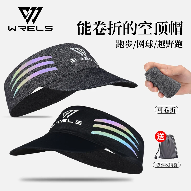 WRELS Sport Sunshade Empty Top Hat Portable Sweat Absorb Sunscreen Cap Breathable Sun Outdoor Sports Running Quick Dry Visor Hat