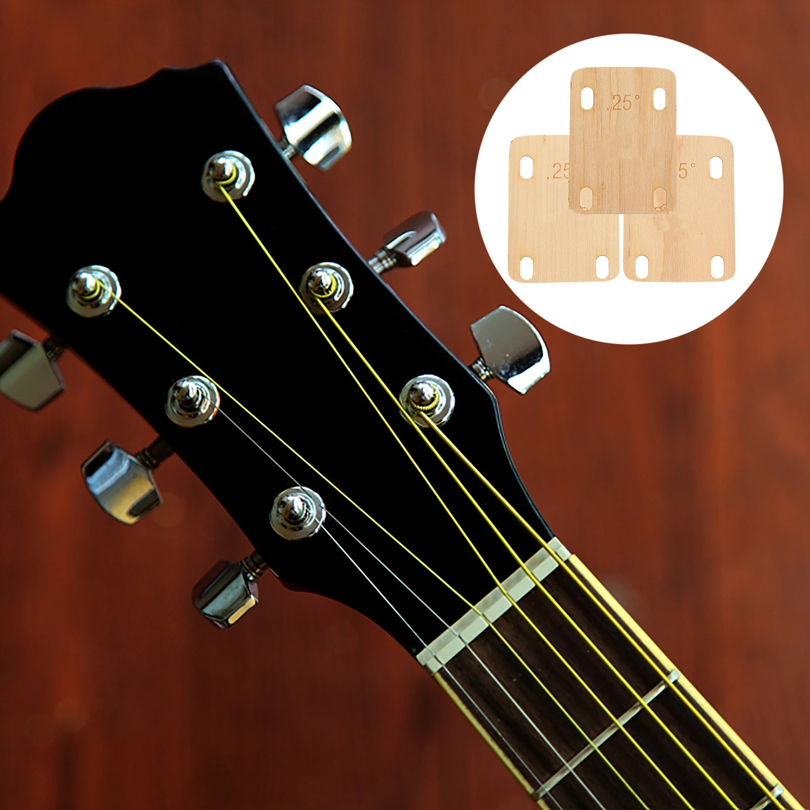 

3pcs Guitar Neck Shims Wood Spacers 0.25 0.5 1 Degrees Durable Bass Repair Accessories Wooden Gasket Replacement Parts Guitar